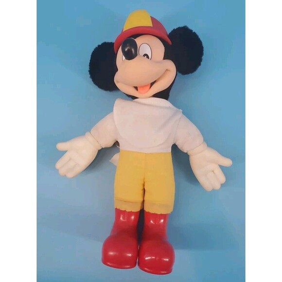 Vintage Mick Mouse 12" Plush Firefighter Red Boots Hat Applause - Picture 1 of 12